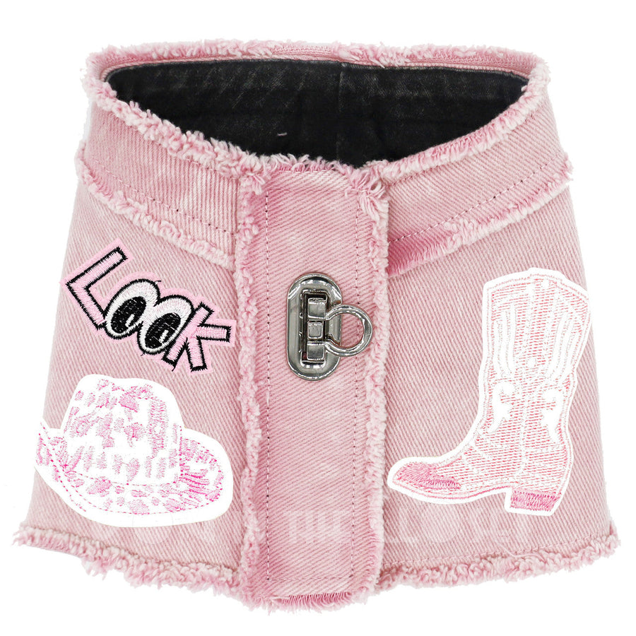 Pink Cowgirl Denim Harness Vest