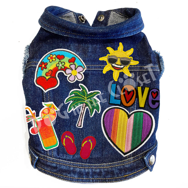 Summer Rainbow Denim Dog Jacket