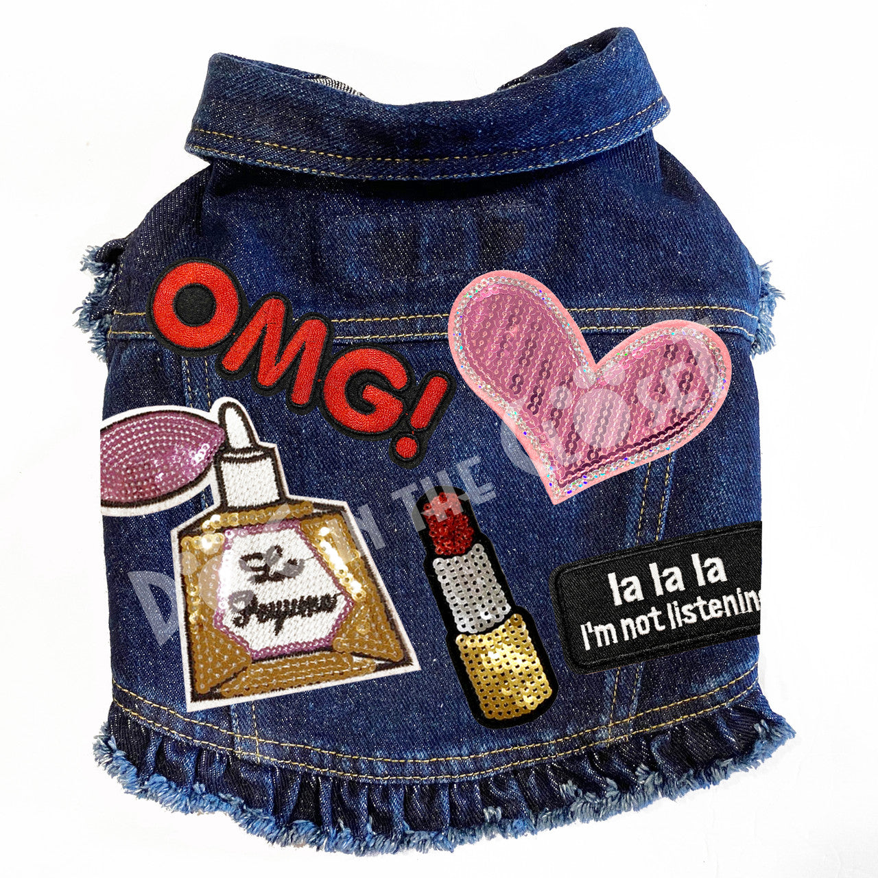 OMG Diva Denim Dog Jacket Pink Denim with Ruffles