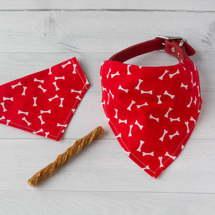 White Bones on Red Paws Dog Bandana