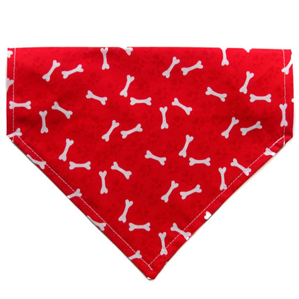 White Bones on Red Paws Dog Bandana