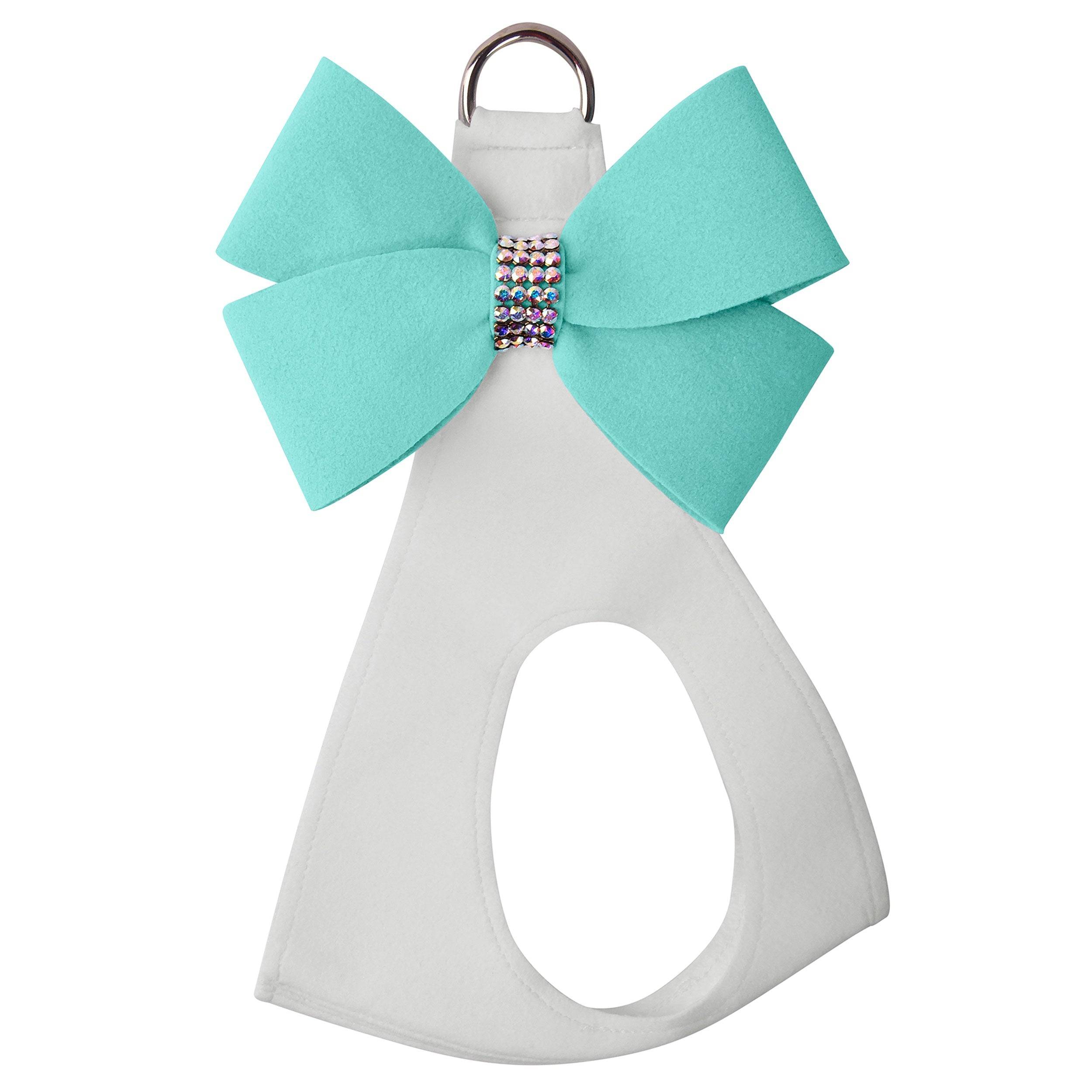 Tiffi Blue Nouveau Bow with Aurora Borealis Giltmore Step In Harness White