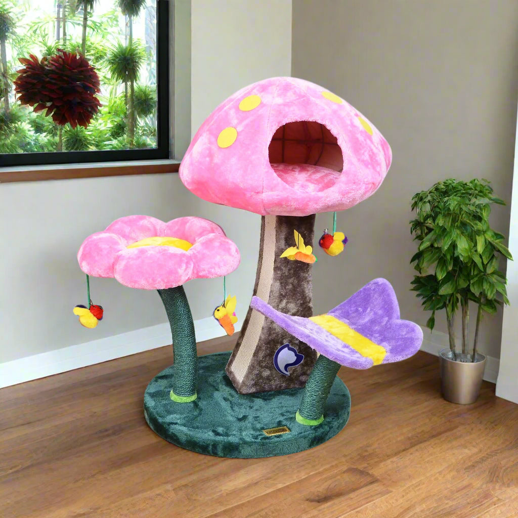 Wonderland Cat Tree with Garden Inspired Condo and Perches