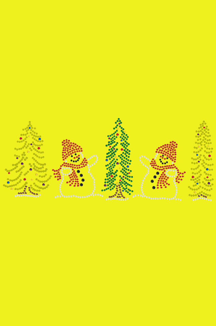 Two Snowmen in Trees - Bandana Yellow