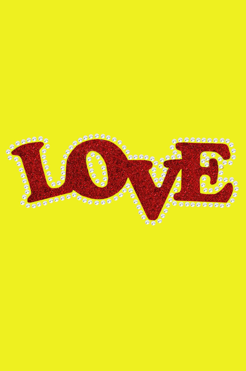 Love (Red Glitter) Bandanna Yellow