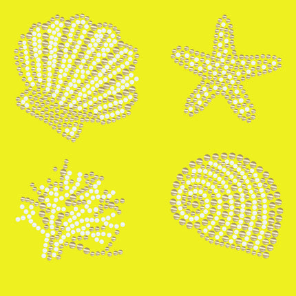 Gold & White Sea Shells - Bandanna