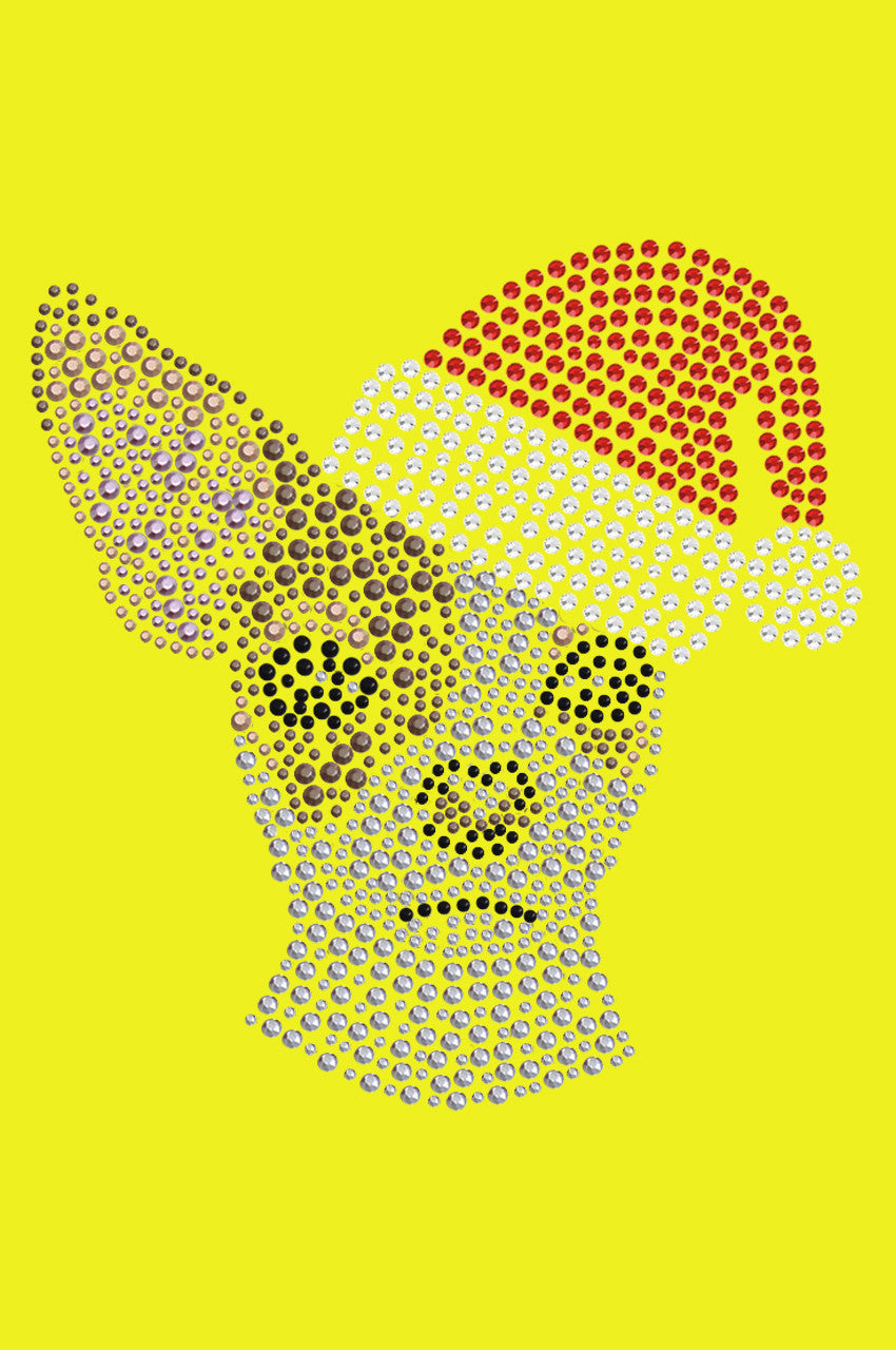 Chihuahua Face with Santa Hat - Bandana Yellow