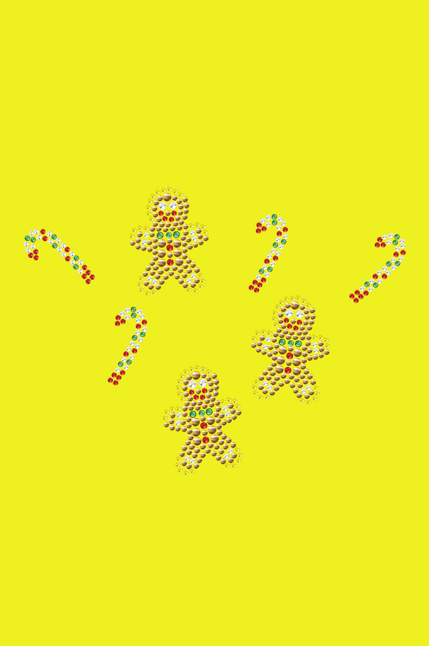 Gingerbread Men & Candy Canes - Bandana Yellow