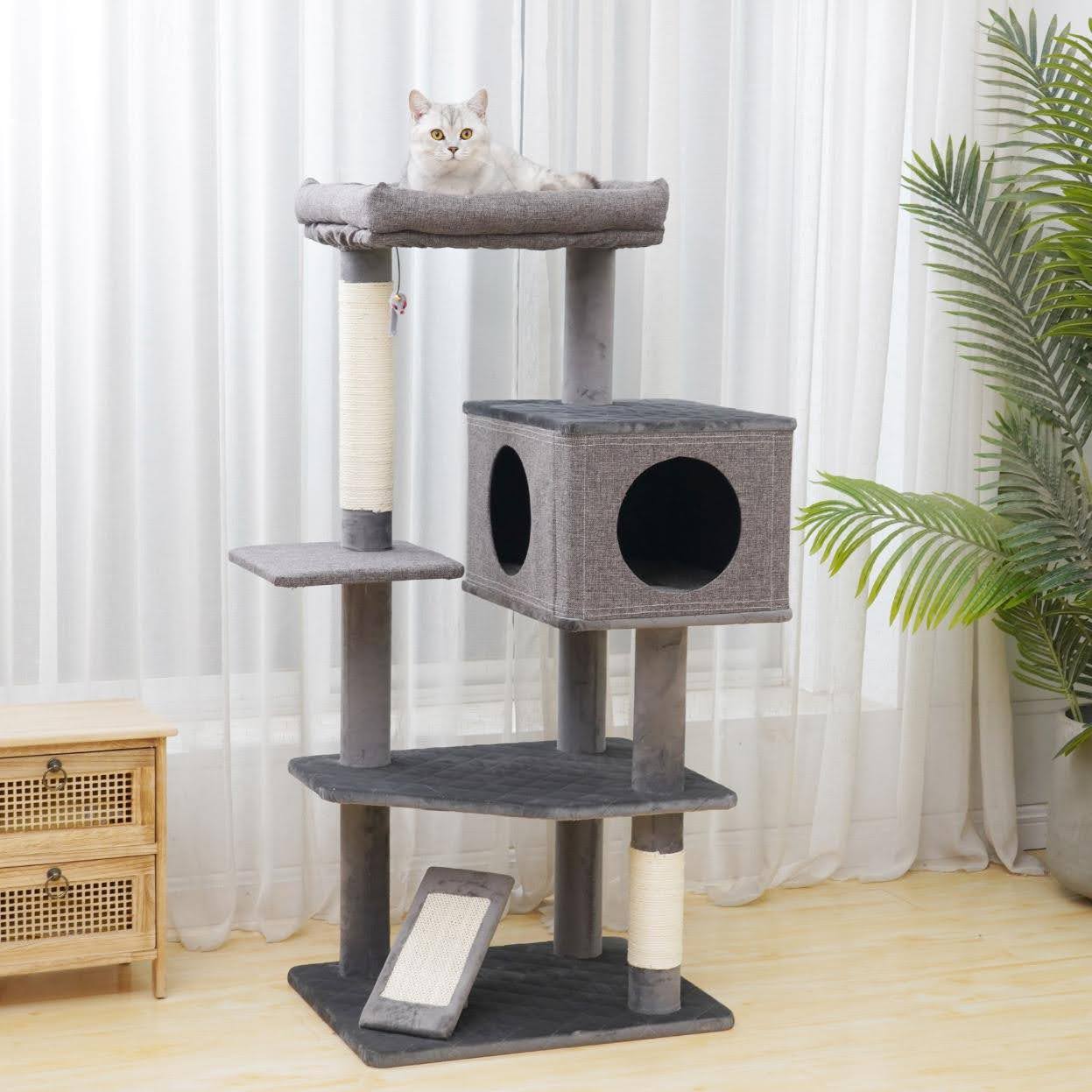 Yara 5 Level Large Cat Tree With Linen Condo