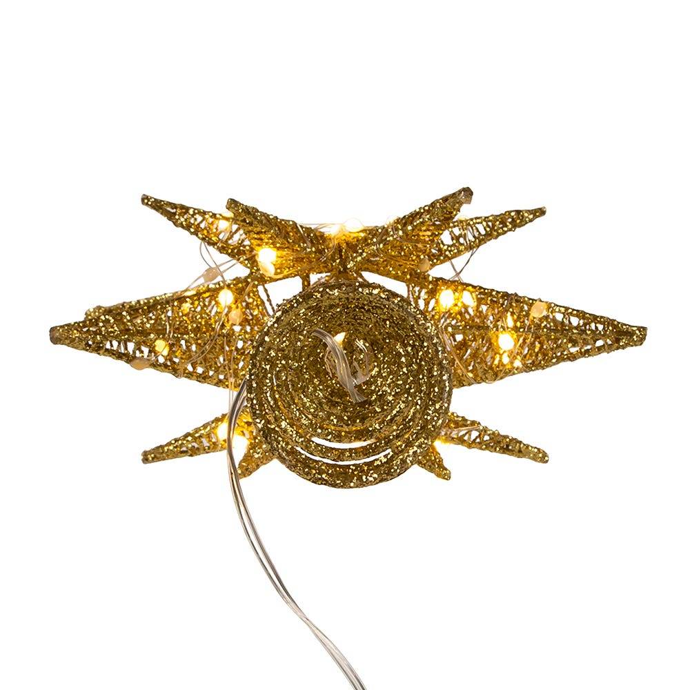 Kurt Adler 11-Inch Pre-Lit Twinkling LED 60-Light Gold Starburst Tree Topper