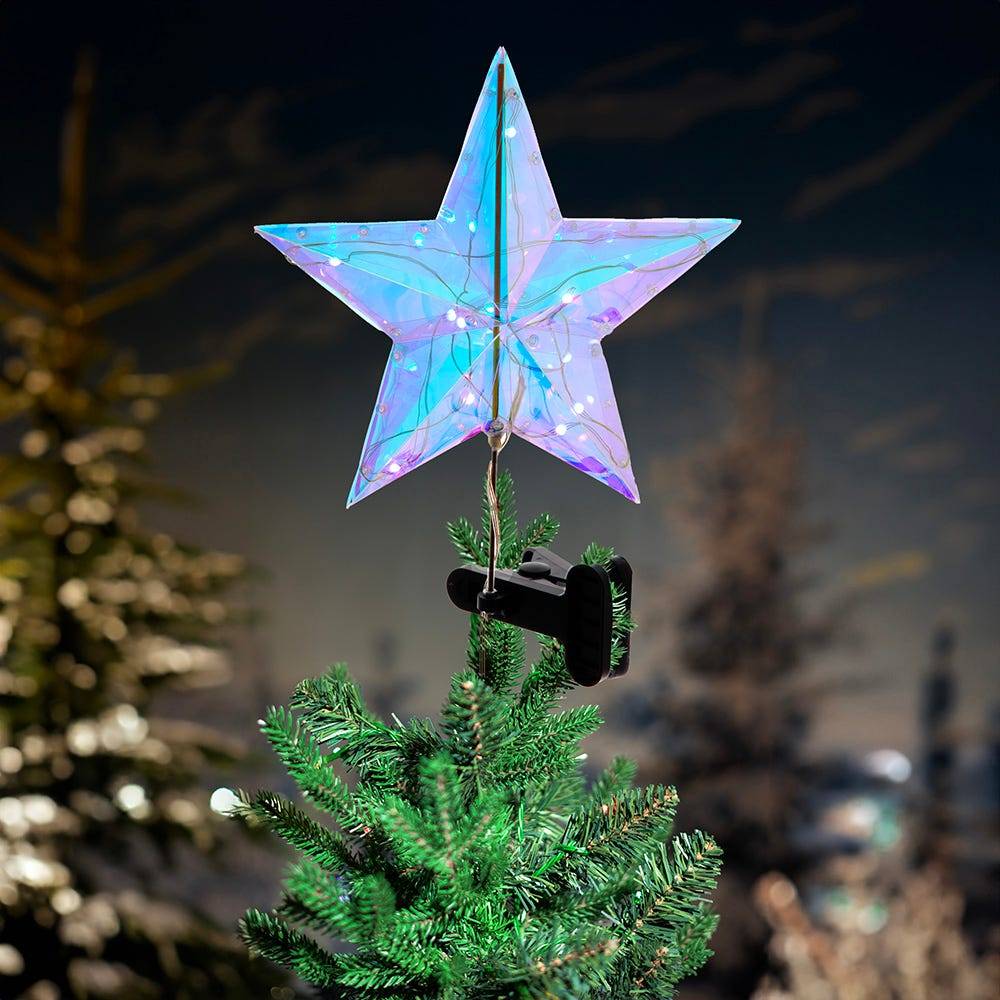 Kurt Adler 13.25-Inch Multicolor RGB Holographic Star Treetop