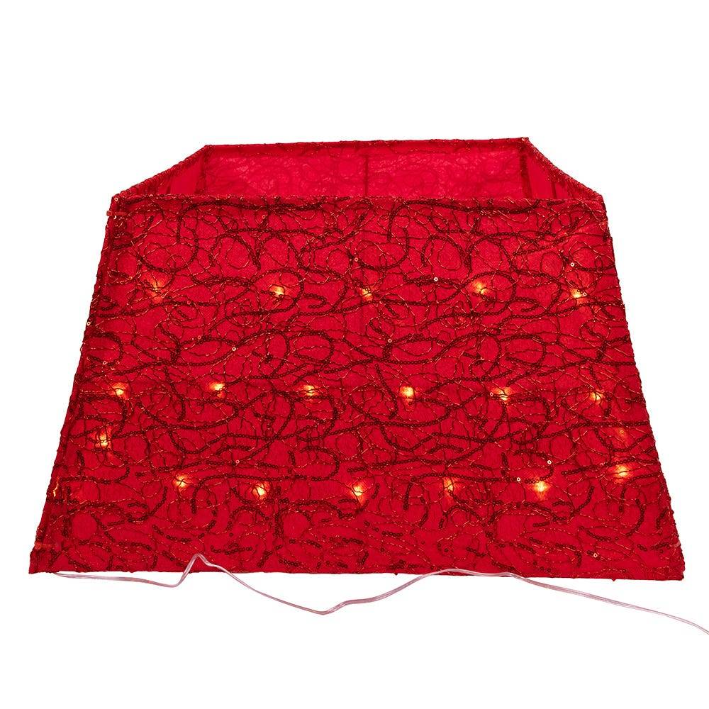 Kurt Adler 19.7-Inch 70-Light Warm White LED Red Square Treeskirt