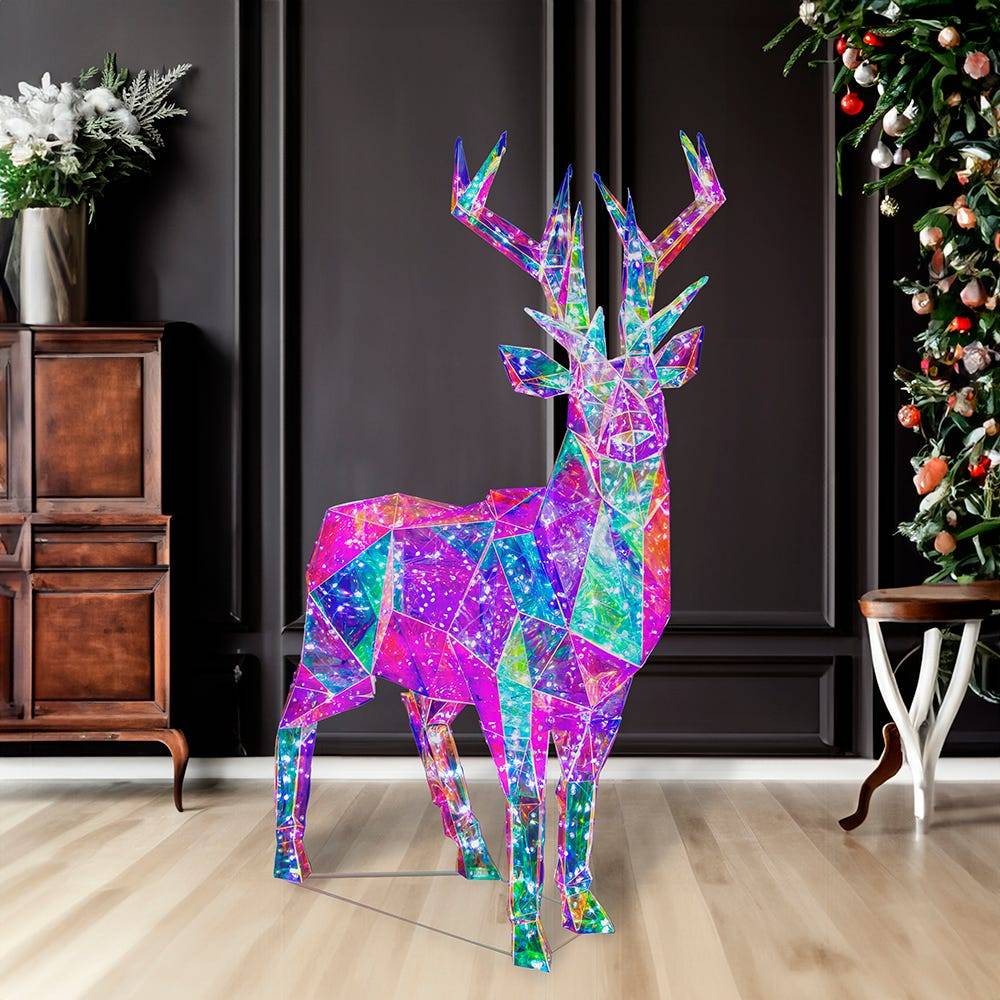 Kurt Adler 35.4-Inch Pre-Lit 500 Cool White LED Multifunction Holographic Reindeer