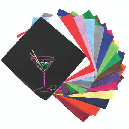 Martini (Fuchsia with Clear Rhinestones) - Bandanna