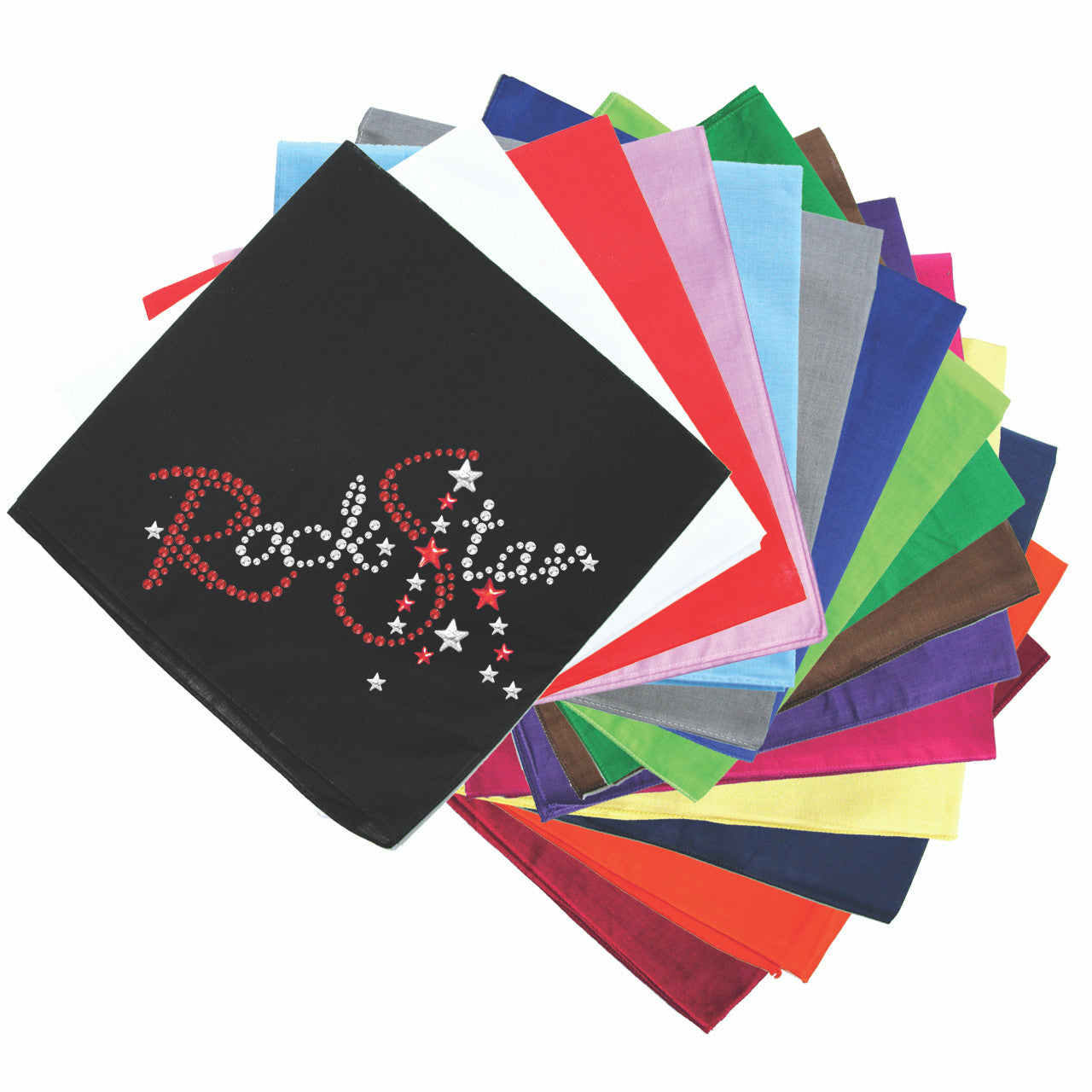 Rock Star (Red Austrian crystal Rhinestones) - Bandanna Black