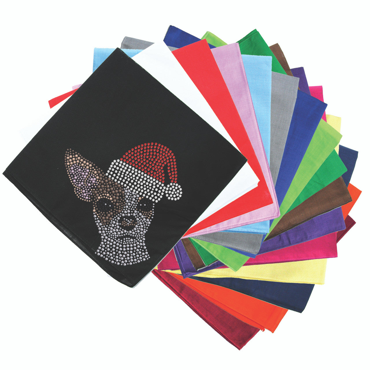 Chihuahua Face with Santa Hat - Bandana Large (22