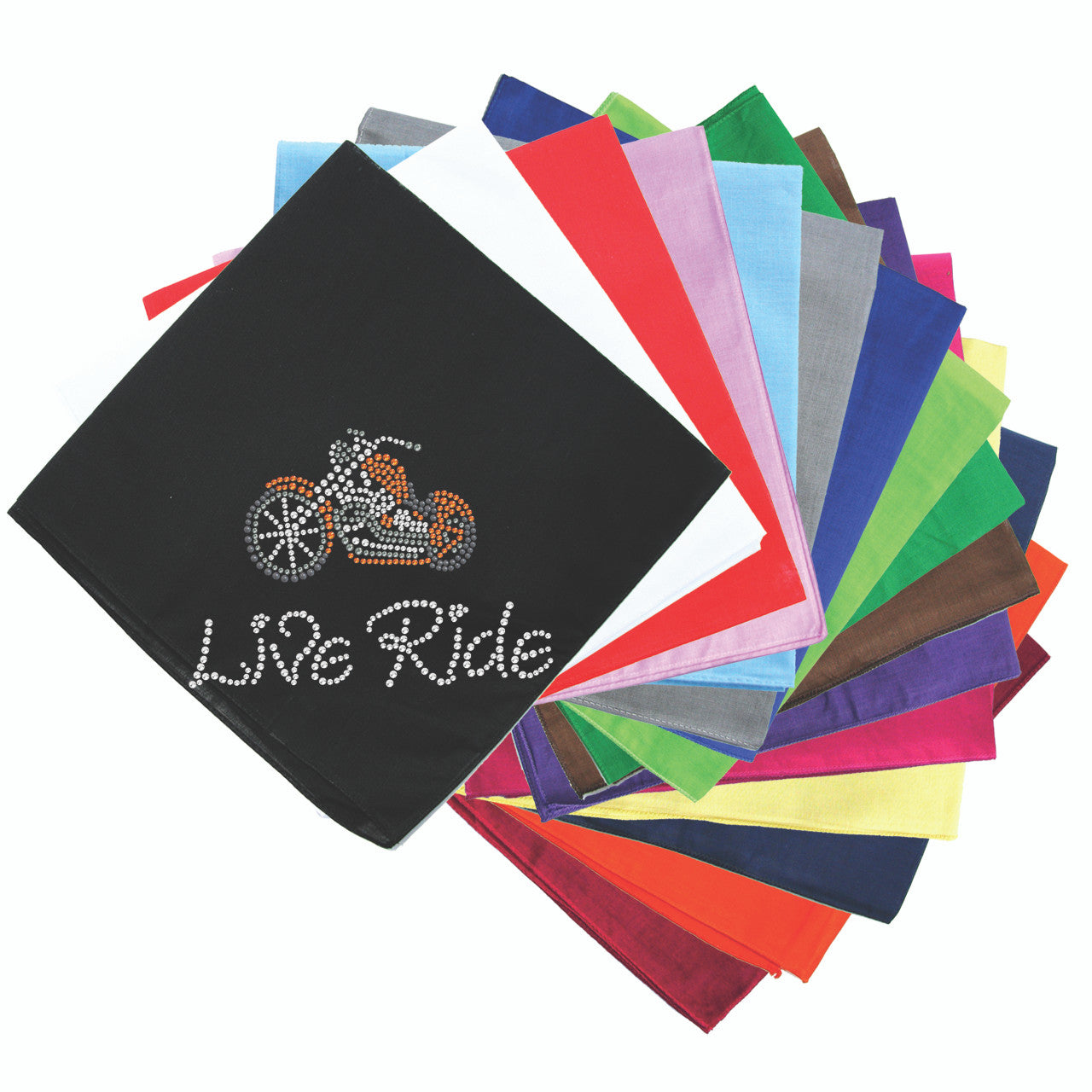 Live - Ride - (Orange) Motorcycle - Bandanas Large (22