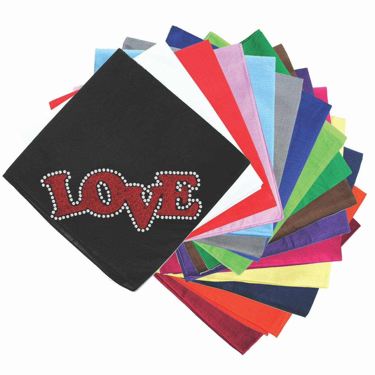 Love (Red Glitter) Bandanna Black