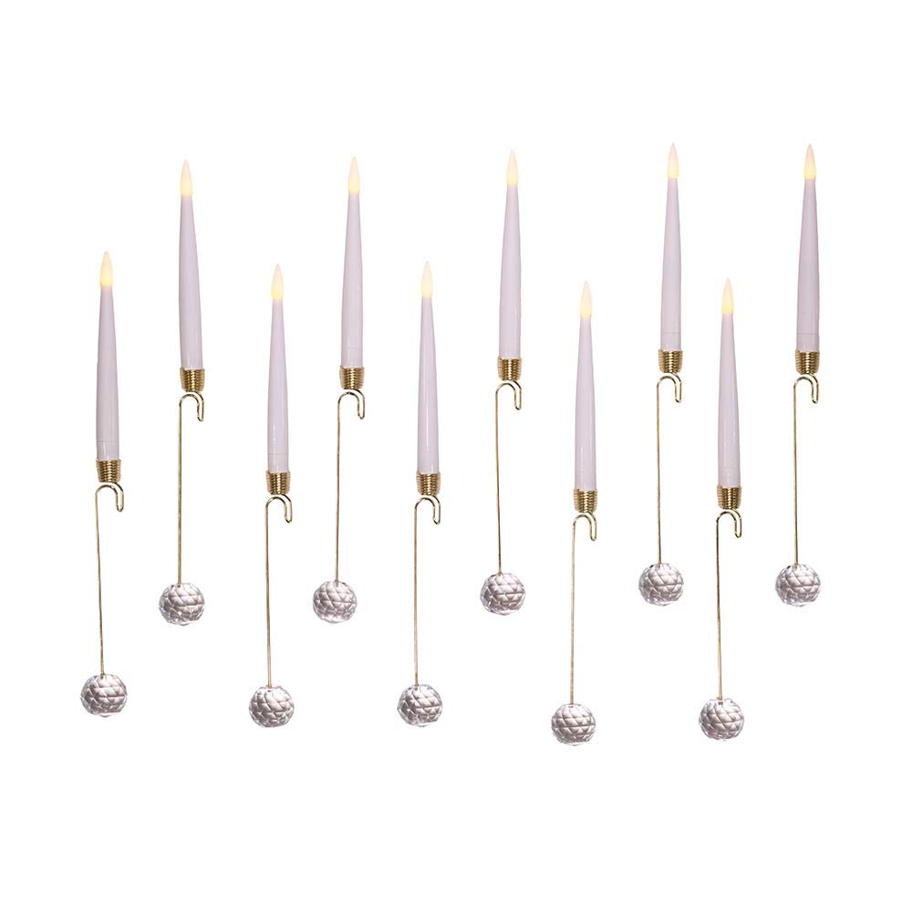 Kurt Adler 10-Inch Candle with Faceted Glass Weight Set with Remote Control, 10-Piece Set