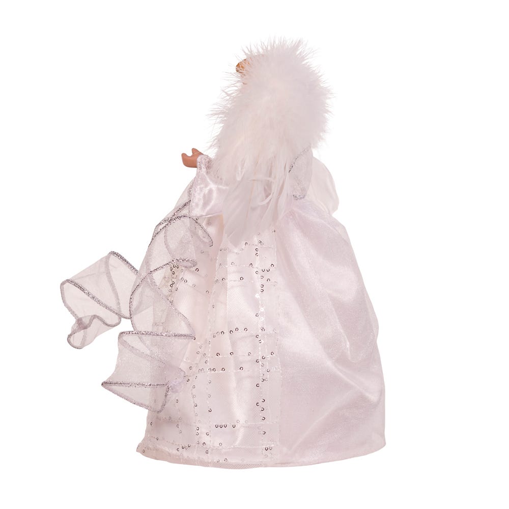 Kurt Adler 10-Inch Battery-Operated Silver and White Fairy Lighted Angel Tree Topper