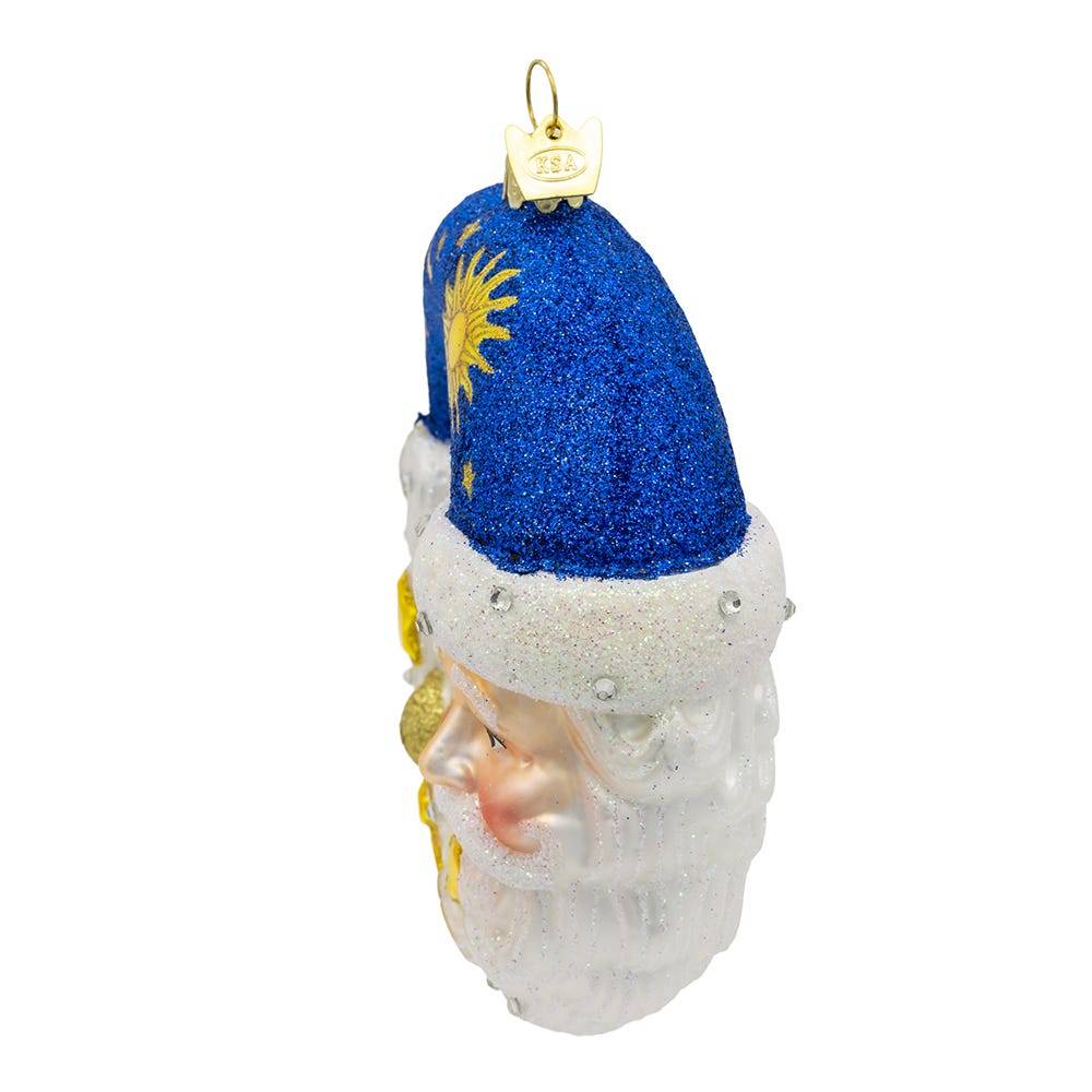 Kurt Adler 5-Inch Bellissimo Glass Moon Santa Ornament