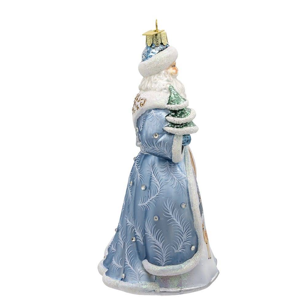 Kurt Adler 7-Inch Bellissimo Glass Santa With Tree and Scene Ornament