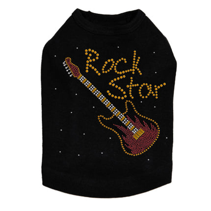 Rock Star with Red & Gold Guitar - Dog Tank