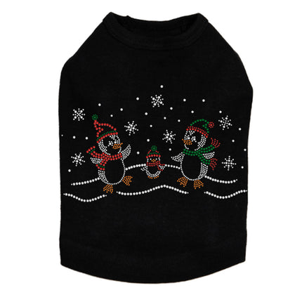 Penguin Family with Snowflakes - Dog Tank