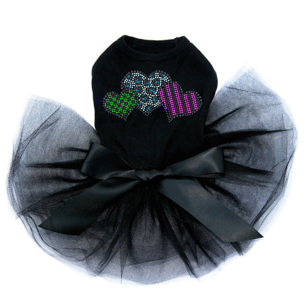 Leopard, Checks, & Stripes (Multicolor) Hearts - Dog Custom Tutu