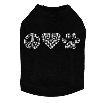 Peace, Love, Paw (Rhinestone) - Dog Tank