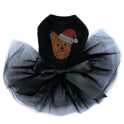 Yorkie Face 2 with Santa Hat - Custom Tutu