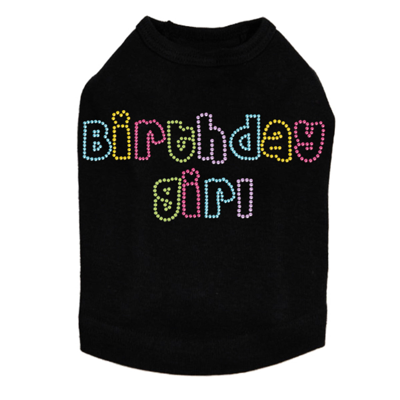 Birthday Girl (Multicolor) - Dog Tank Black