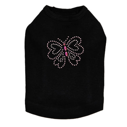 Pink Rhinestud Butterfly - Dog Tank