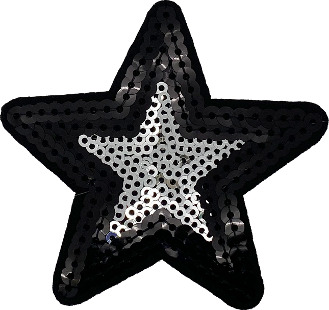 Sequin Star (Black & Silver) - Patch