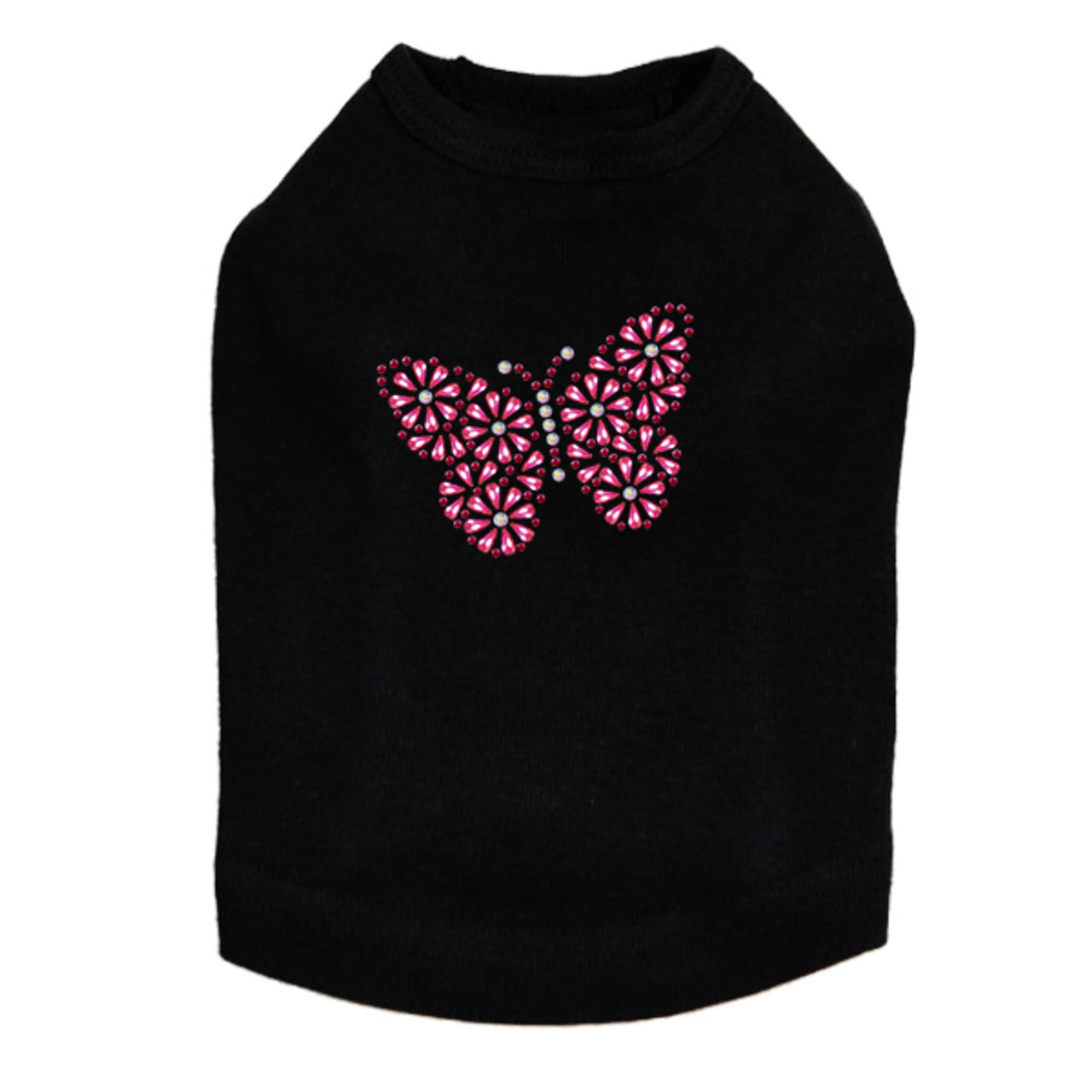 Pink Nailhead Butterfly - Dog Tank Black