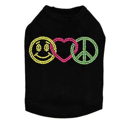 Smiley Face, Love, Peace - Dog Tank