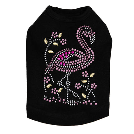 Pink Flamingo with Nailhead Flowers - Dog Tank