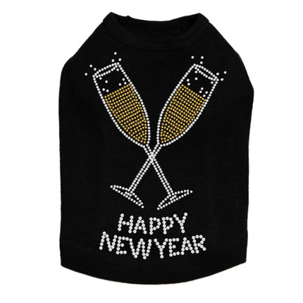 Happy New Year Champagne Glasses - Dog Tank