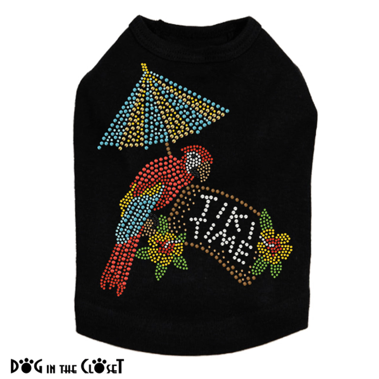 Tiki Time Parrot - Sleeveless Dog Tank Black