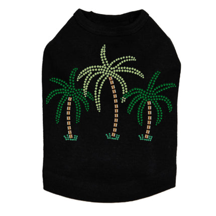 Palm Trees (Green Rhinestones) - Dog Tank