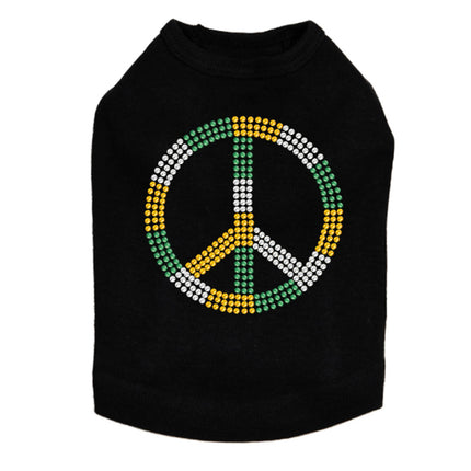 Peace Sign (Green, Gold, & Clear) - Dog Tank