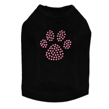 Paw (Pink Rhinestuds) - Dog Tank