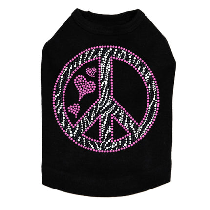 Peace Sign (Pink & Zebra Print) - Dog Tank