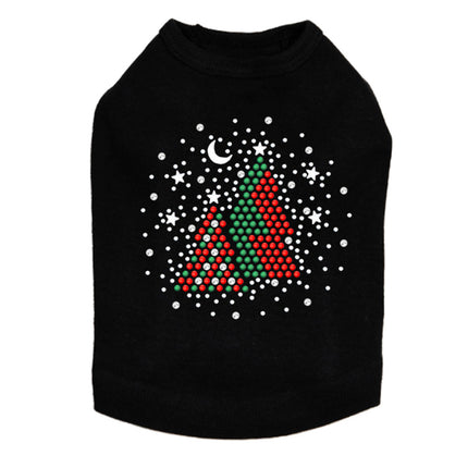 Red & Green Christmas Trees with Snowflakes - Dog Tank