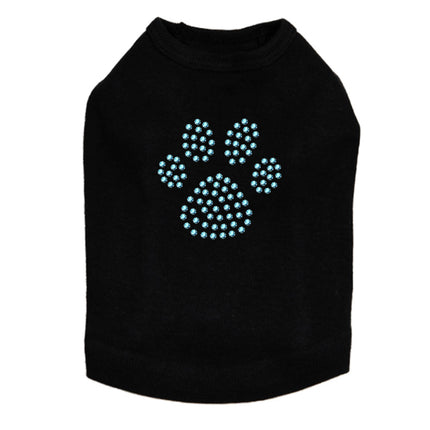 Paw (Blue Rhinestuds) - Dog Tank