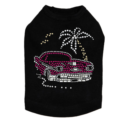 Car with Palm Tree (Pink) - Dog Tank