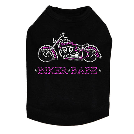 Biker Babe - Pink Motorcycle - Dog Tank