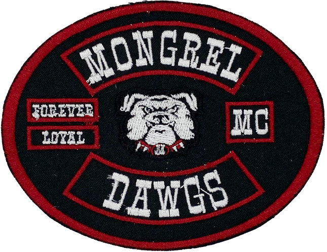 Mongrel Dawg Oval EMBROIDERY Patch (4) -BLACK