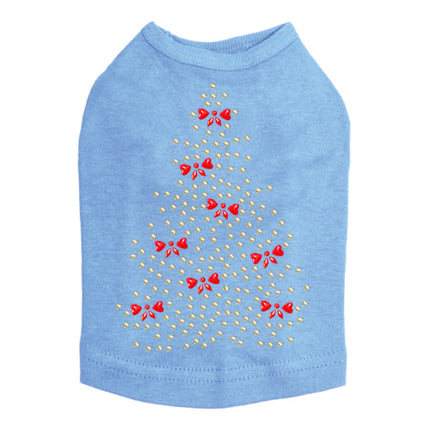 Gold Christmas Tree with Red Bows - Dog Tank