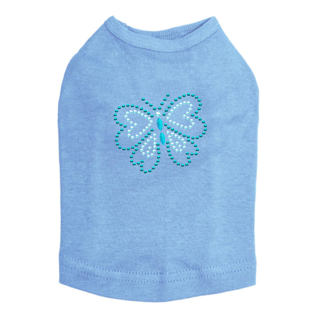 Blue Rhinestud Butterfly - Dog Tank